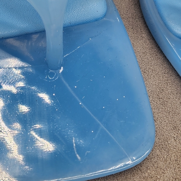 Jeffrey Campbell Thong Sandals 8 Blue Jelly Gumdrop Kitten Heel Ankle New $65 - Picture 8 of 16